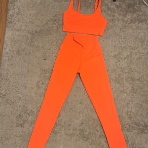 Beach Riot neon red ribbed set